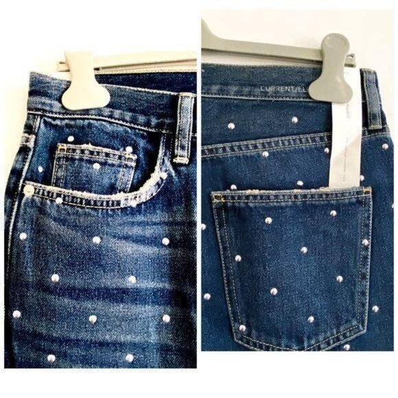 Current/Elliott The Vintage Studded Jeans Size 28 Blue Silver NWT - Picture 9 of 11